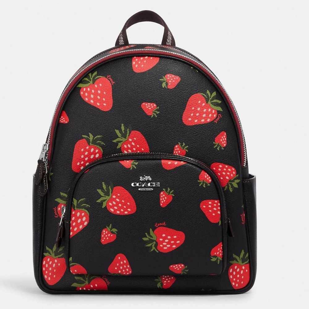 🍓Coach Court Backpack With Wild Strawberry Print - Picture 2 of 13
